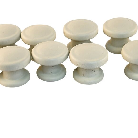 Set Of 11 White Wooden Cabinet Knobs With Screws Round Drawer Pulls 1.5 Inch Dia - Picture 2 of 9